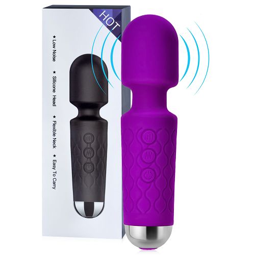 Fioletowy mini masażer wand 160 funkcji wodoodporny 15 cm - 78631375