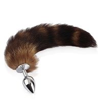 Srebrny korek analny z puszystą kitą anal plug - 75695379 - 4