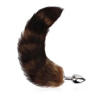 Srebrny korek analny z puszystą kitą anal plug - 75695379 - 5