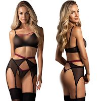 Obsessive komplet bielizny z pasem do pończoch Novenes - 76893902 - 3