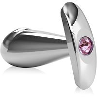 Elegancki plug dildo w kształcie penisa ze stali nierdzewnej z ozdobnym diamencikiem - 87654567 - 3