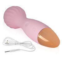 Różowy mini wand masażer 12 funkcji wodoodporny 14 cm - 73507771 - 3