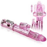 Żelowy wibrator z ładowarką rotacyjno-posuwisty z motylkiem – 78717638 - 4