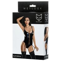 Zmysłowe sznurowane body Glossy Wetlook Katherin - 77149545 - 4