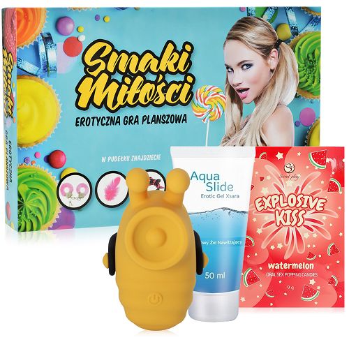 Zestaw Walentynkowy: Gra, Popping Candies, lubrykant, masażer - 76387800