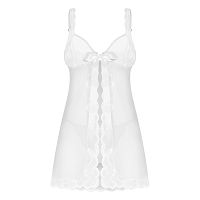 Obsessive Weddya biały zestaw babydoll + stringi bielizna ślubna - 76552439 - 2