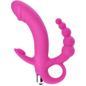 Wibrator g-spot z wypustką do łechtaczki i sondą analną do potrójnej stymulacji - 78501378