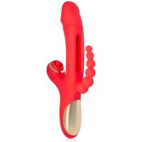 Wibrator 3w1 z ruchomym języczkiem i stymulatorem analnym - 71946795 - 3