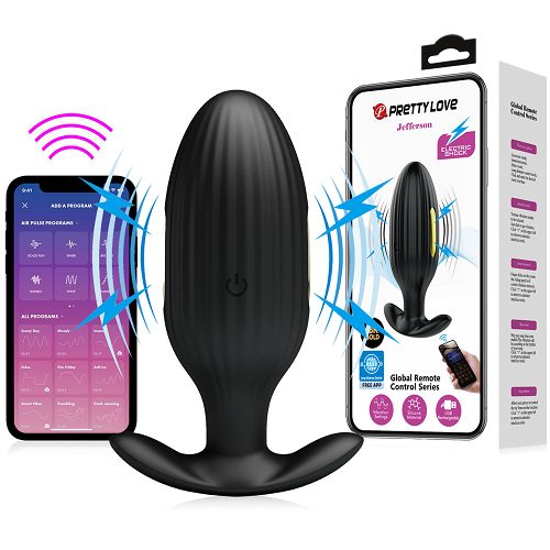 Wibrujący korek analny z elektrostymulacją 13 opcji wibracji + aplikacja - 75410860