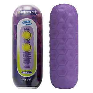 Fioletowy żelowy masturbator męski z masującymi kuleczkami - 71968524
