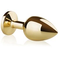 Korek analny ze stali nierdzewnej z kryształem złoty wdk 8856 - 2