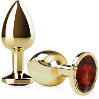 Korek analny ze stali nierdzewnej z kryształem złoty wdk 8856 - 6