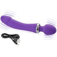 Dwustronny wibrator podgrzewany 45stc gorący masturbator – 75653249 - 2