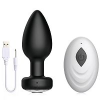 Czarny wibrujący korek analny 10 wibracji + pilot - 73077965 - 4