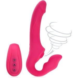 Ssący strap-on wibrujące dildo samonośne dla lesbijek sterowane pilotem - 78425877