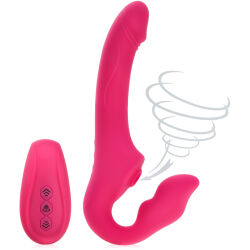 Ssący strap-on wibrujące dildo samonośne dla lesbijek sterowane pilotem - 78425877