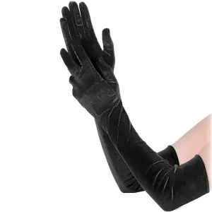 Długie 55 cm welurowe rękawiczki damskie zmysłowy dodatek do sex bielizny - 71067695
