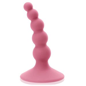 Zagięty silikonowy kulkowy korek, plug analny z przyssawką - 56931847