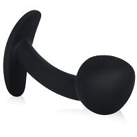 Silikonowy wygięty korek analny z rączką 10 cm - 76411485 - 2