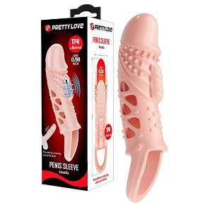 Wibrująca nakładka na penisa z wypustkami przedłużka + 2 cm - 75944181