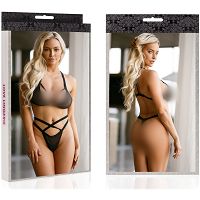 Bielizna z paskami prześwitujący biustonosz + stringi – 74193234 - 3