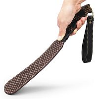 Solidna skórzana packa BDSM z tłoczonym wzorem 20 cm - 79032451 - 4