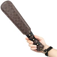 Solidna skórzana packa BDSM z tłoczonym wzorem 20 cm - 79032451 - 5