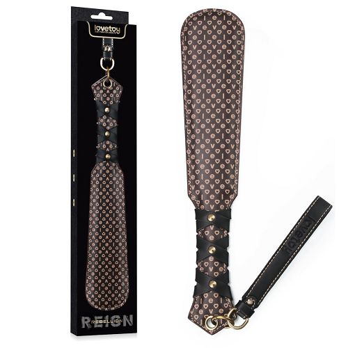Solidna skórzana packa BDSM z tłoczonym wzorem 20 cm - 79032451