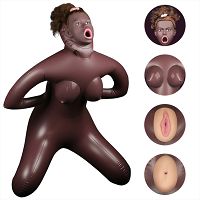 Sex lalka realistyczna 98 cm 3 otwory brązowa – 77973647 - 4