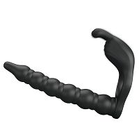 Wibrująca nakładka na penisa z dildo i stymulatorem łechtaczki - 72010044 - 2