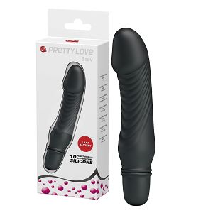Czarny silikonowy miniwibrator na baterie 10 funkcji - 79218008