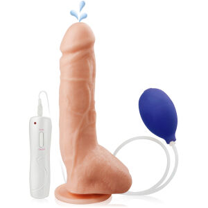 Wibrujące dildo z wytryskiem - 10 funkcji - wibrator penis na przyssawce - 77474890