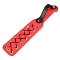 Masywna czerwona packa BDSM ze sznurowaniem 38 cm - 72142572 - 7