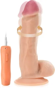 Realistyczny penis z nabrzmiałymi jądrami, rotacyjne dildo na przyssawce - 75258504