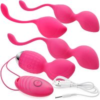 Duży zestaw wibrujących kulek gejszy + erotyczny masażer - 10 funkcji wibracji i pulsacji - 73691126 - 3