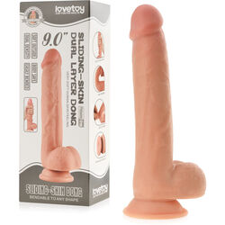 Duże dildo z przesuwną skórą i ruchomym rdzeniem superrealistyczny penis na przyssawce - 78646171