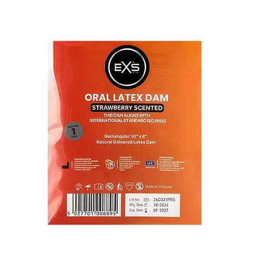 EXS lateksowy koferdam do seksu oralnego truskawkowy - 71588485