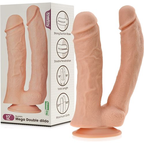 Gigantyczny podwójny penis xxxl do penetracji pochwy i anusa olbrzymie dildo na przyssawce - 76979567