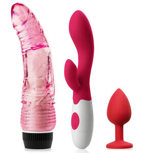 Zestaw Dla Kobiet: Silikonowy Wibrator, Wibrujące Dildo, Anal Plug - 74242515