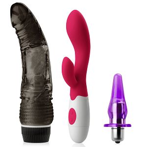 Zestaw Dla Kobiet: Silikonowy Wibrator, Wibrujące Dildo, Anal Plug - 74242515