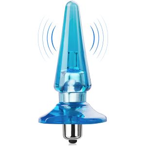 Niebieski korek analny z wibracjami żelowy plug 7 wibracji – 75314694