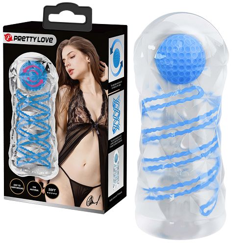 Żelowy ciasny masturbator męski z masującą kulką sztuczna pochwa - 72130798