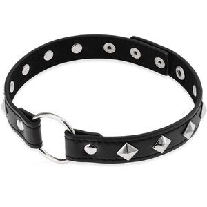 Seksowny choker obroża bdsm z ćwiekami skóra ekologiczna - 77170295