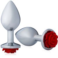 Stalowy elegancki korek analny z różą 9 cm - 71737640 - 4