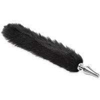 Puchata długa 49 cm lisia kita ze smukłym, metalowym korkiem analnym - plug do anusa - 74051276 - 2