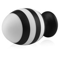 Duży biało-czarny korek analny anal plug na przyssawce 8,3 cm - 76660858 - 3