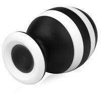 Duży biało-czarny korek analny anal plug na przyssawce 8,3 cm - 76660858 - 4