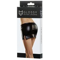 Seksowna czarna spódniczka mini Glossy Wetlook Camren - 77327658 - 4