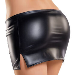 Seksowna czarna spódniczka mini Glossy Wetlook Camren - 77327658