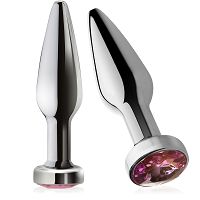 Wąski korek analny plug do anusa stal nierdzewna ozdobny kryształ - 76404483 - 4